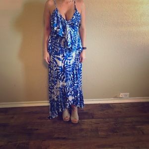 NWT Gianni Bini Floral Blue & White Wrap Dress XS